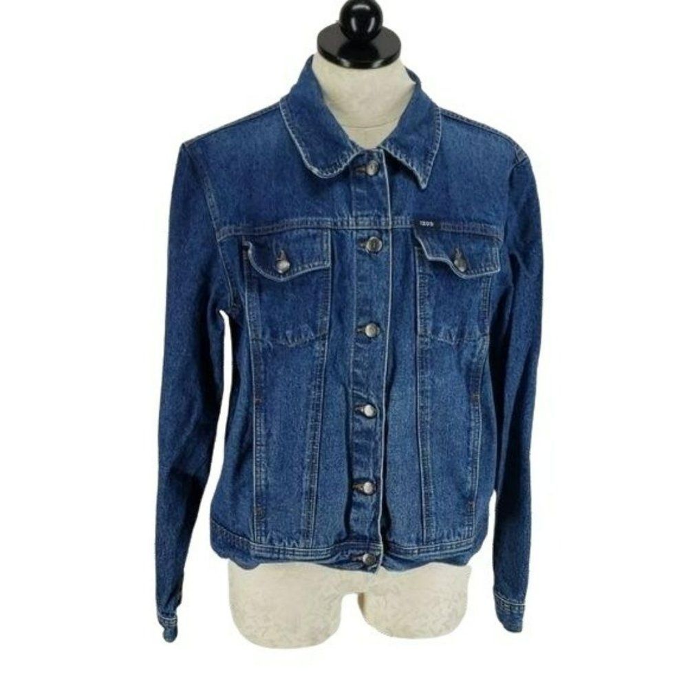 Izod Jeans Classic Trucker Collared Button‎ Down Denim Jean Jacket Size Large